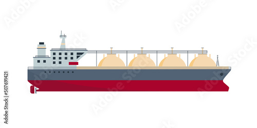 Gas carrier ship tanker icon. Sea freight transportation concept. Vector illustration isolated on white background.