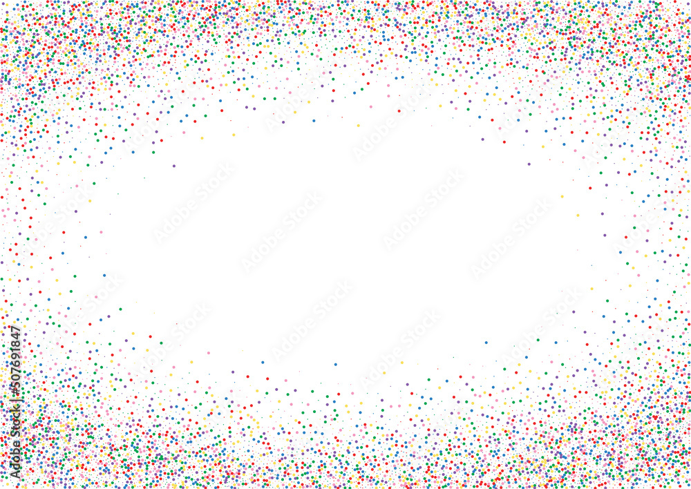 Bright Round Background White Vector. Polka Happiness Design. Colorful Happy. Rainbow Element Event. Confetti Graphic Illustration.