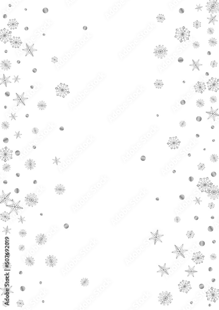 Silver Snowflake Background White Vector. Flake Happy Card. Grey Dot Frozen. Luminous Ice Pattern. Silver Snowflake Background White Vector. Flake Happy Card. Grey Dot Frozen. Luminous Ice Pattern.