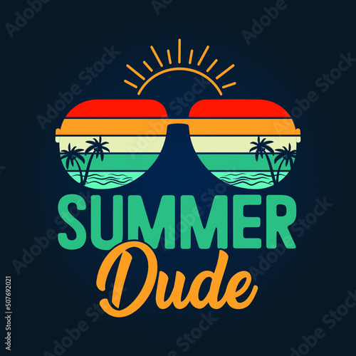 Retro Vintage style summer t shirt design, Summer dude t shirt, summer retro vintage