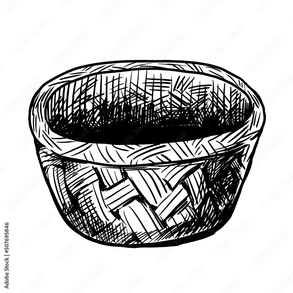 Obraz premium wicker basket vector illustration isolated on white background