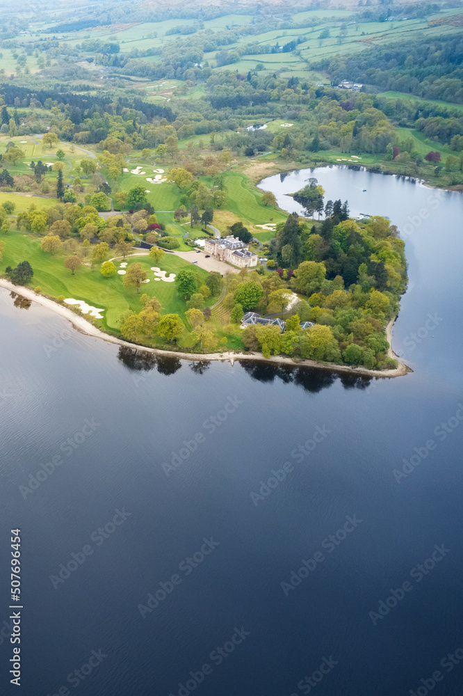 Loch Lomond golf course aerial view Scotland 