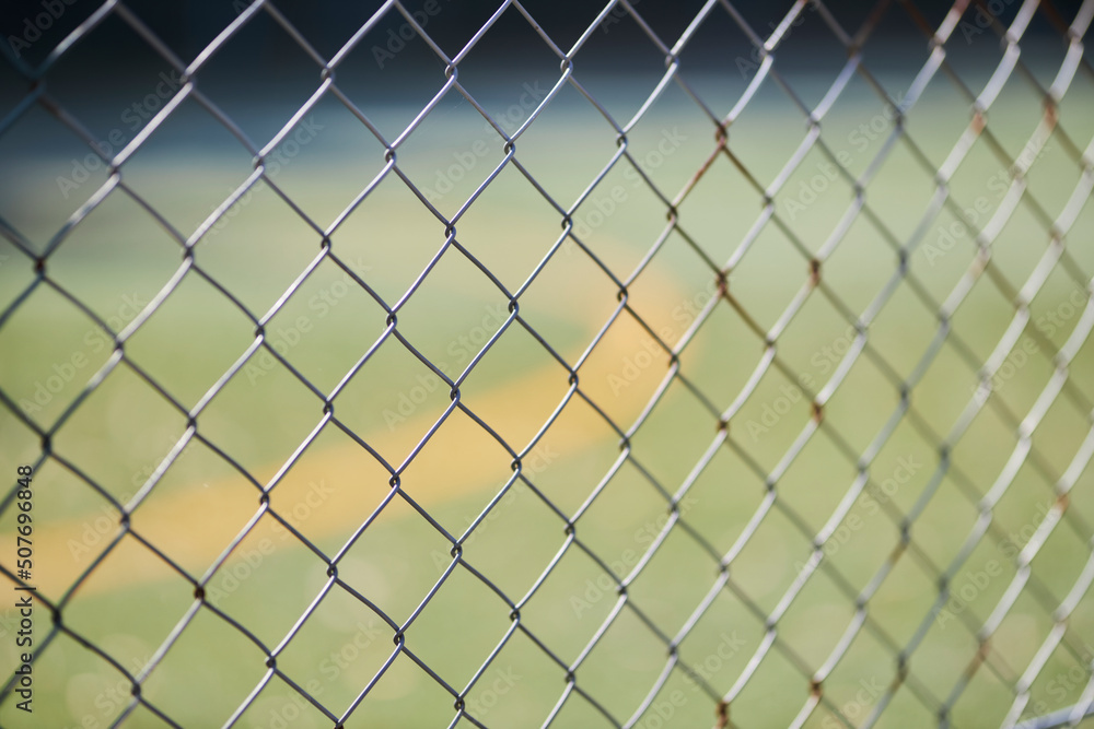 Fototapeta premium Gate on a blurred green background. Wicket on the football field