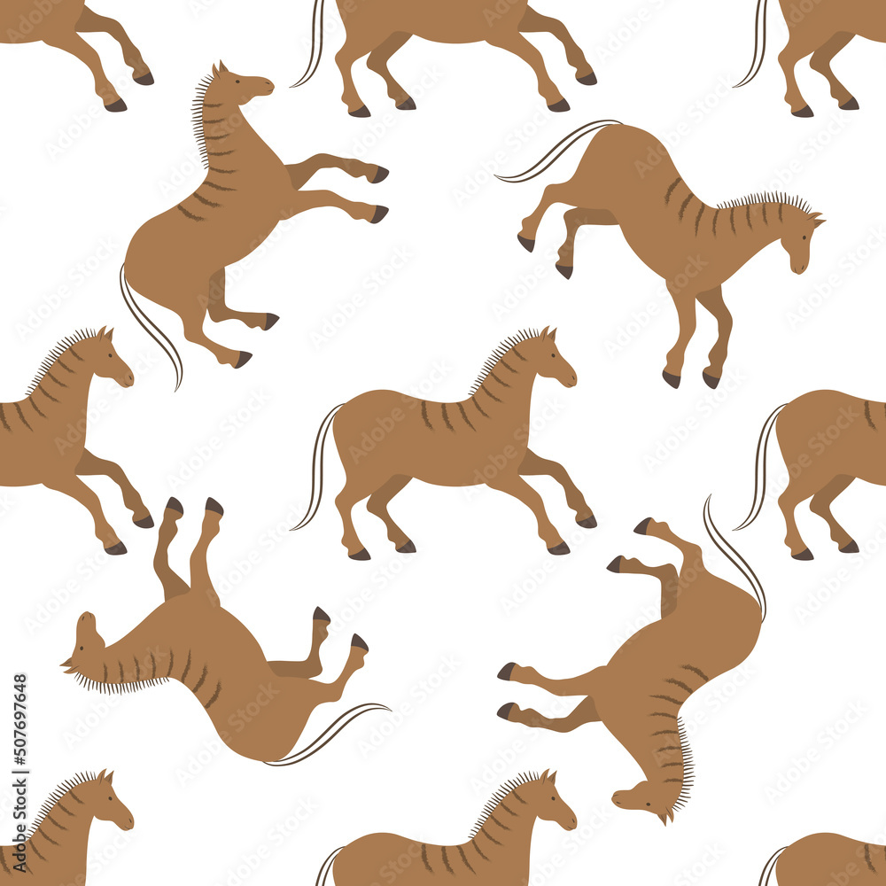 Obraz premium vector graphic seamless pattern with wild horses