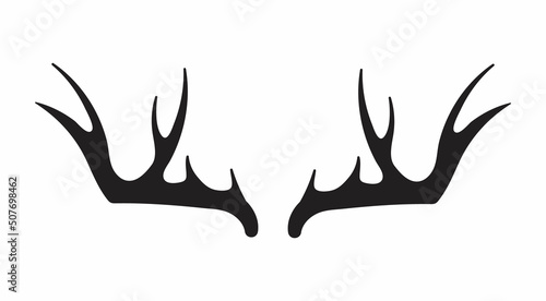 Deer antlers vector. Silhouette of the horns of a wild elk, roe deer on a white background.
