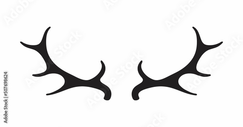 Deer antlers vector. Silhouette of the horns of a wild elk, roe deer on a white background.