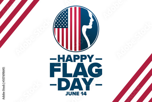Happy Flag Day. June 14. Holiday concept. Template for background, banner, card, poster with text inscription. Vector EPS10 illustration.
