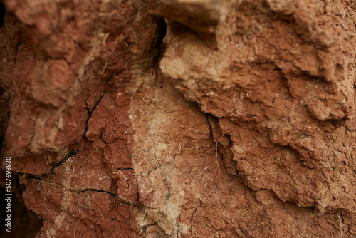 Texture of dry clay and earth close up. 