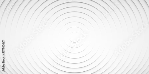 Concentric linear offset white rings or circles steps lit from top background wallpaper banner flat lay top view from above