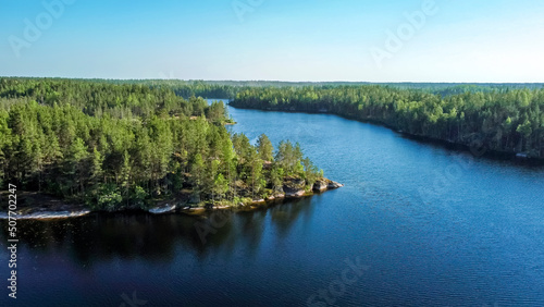 Photos Flight over lakes and forests in Karelia near the village of Kuznechnoye in Russia