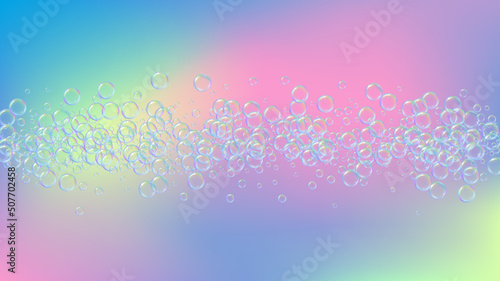 Bathtub foam. Detergent soap bubble and suds for bath. Shampoo.