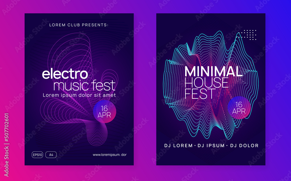 Neon dance flyer. Electro trance music. Techno dj party. Electro Neon dance flyer. Electro trance music. Techno dj party. Electro