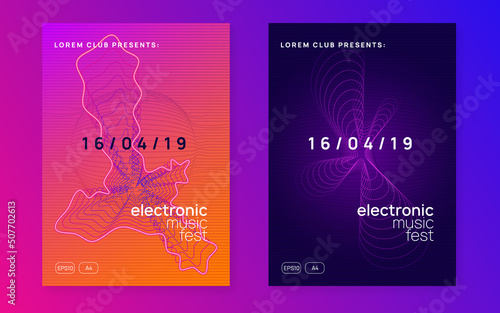 Neon dj party flyer. Electro dance music. Techno trance. Electro