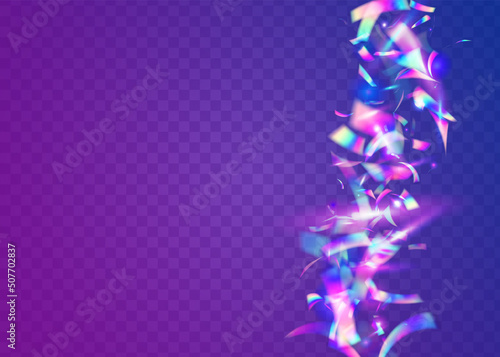 Cristal Confetti. Shiny Flyer. Digital Foil. Blue Retro Glare. B