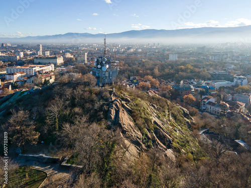 Aerial view of City of Plovdiv  Bulgaria