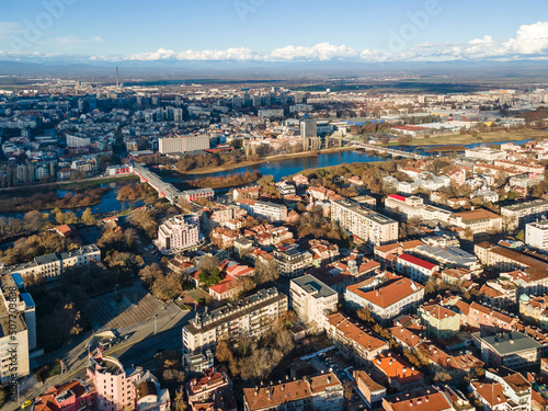 Fototapeta Naklejka Na Ścianę i Meble -  Aerial view of City of Plovdiv, Bulgaria