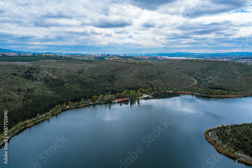 Aerial view of Eymir lake in Ankara TURKEY.