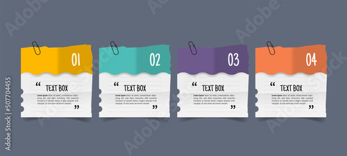 Text box design with note papers.	
