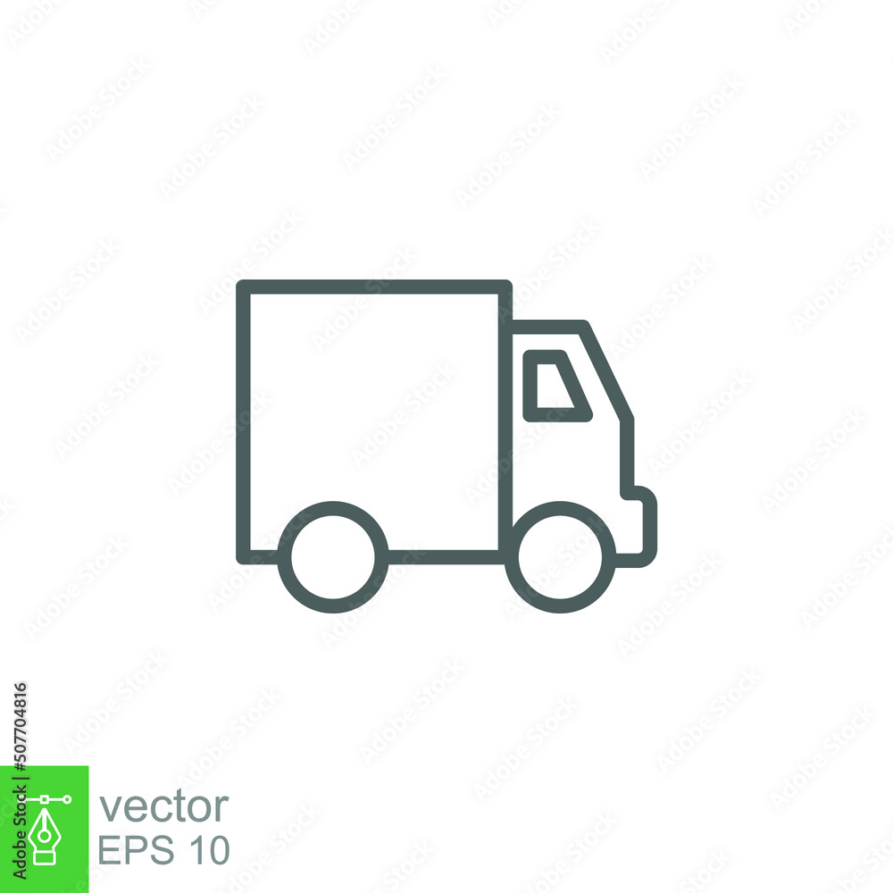 Truck icon. Simple outline style. Thin line symbol. Shipping car, delivery concept. Vector illustration isolated on white background. EPS 10. Truck icon. Simple outline style. Thin line symbol. Shipping car, delivery concept. Vector illustration isolated on white background. EPS 10.