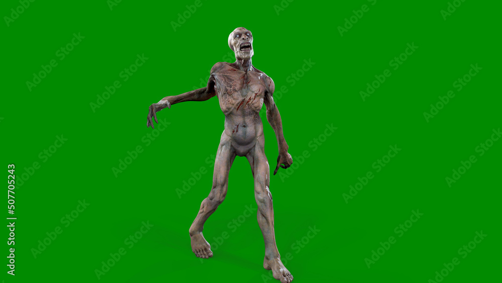 Fantasy character Zombie Undead in epic pose - 3D render on isolated background