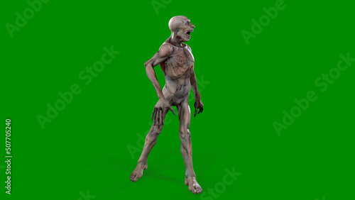 Fantasy character Zombie Undead in epic pose - 3D render on isolated background