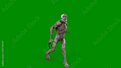 Fantasy character Zombie Undead in epic pose - 3D render on isolated background