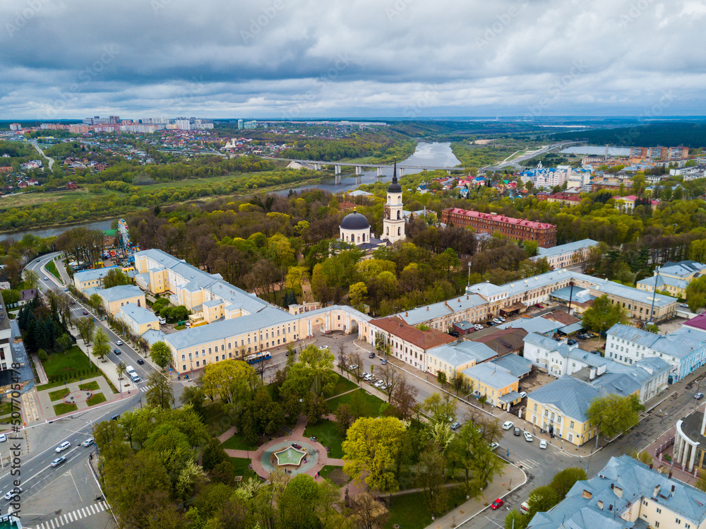 Panoramic view of Bolkhov city with Orthodox churches, Russia