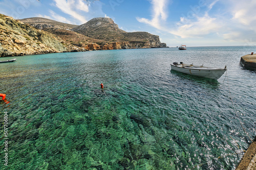 Agali beach in Folegandros, Greece photo