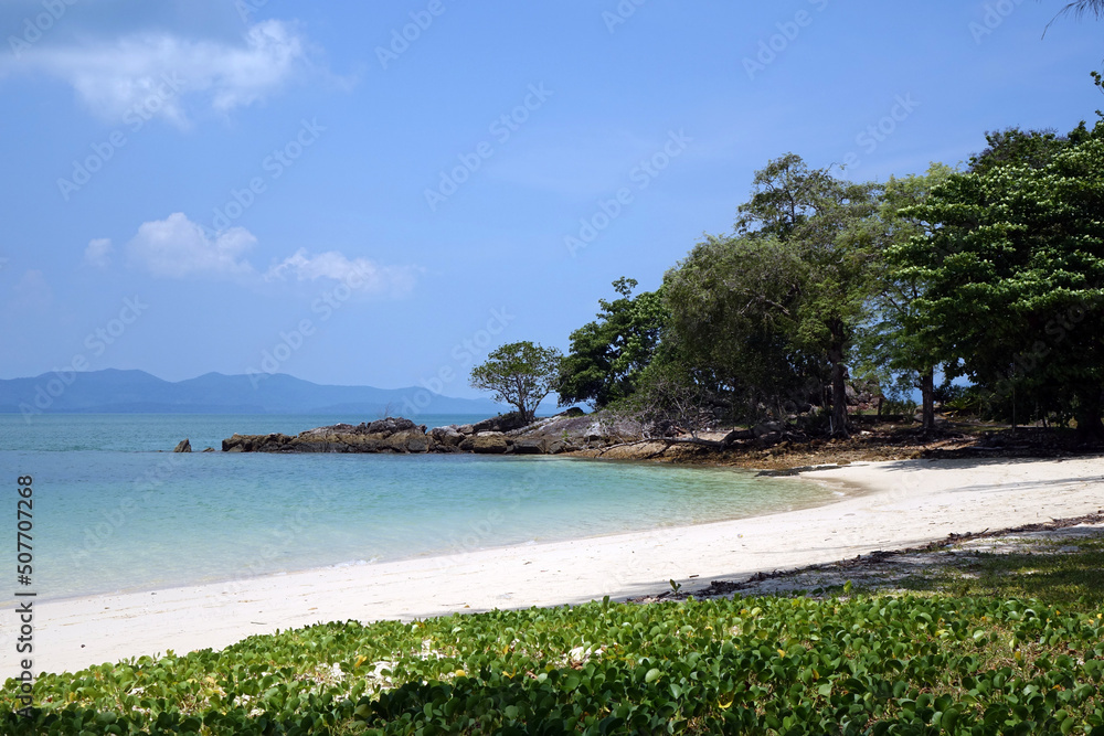 Beautiful seascape of Naka Noi island, Phuket Thailand. Background for summer vacation, selective focus with copy space Beautiful seascape of Naka Noi island, Phuket Thailand. Background for summer vacation, selective focus with copy space