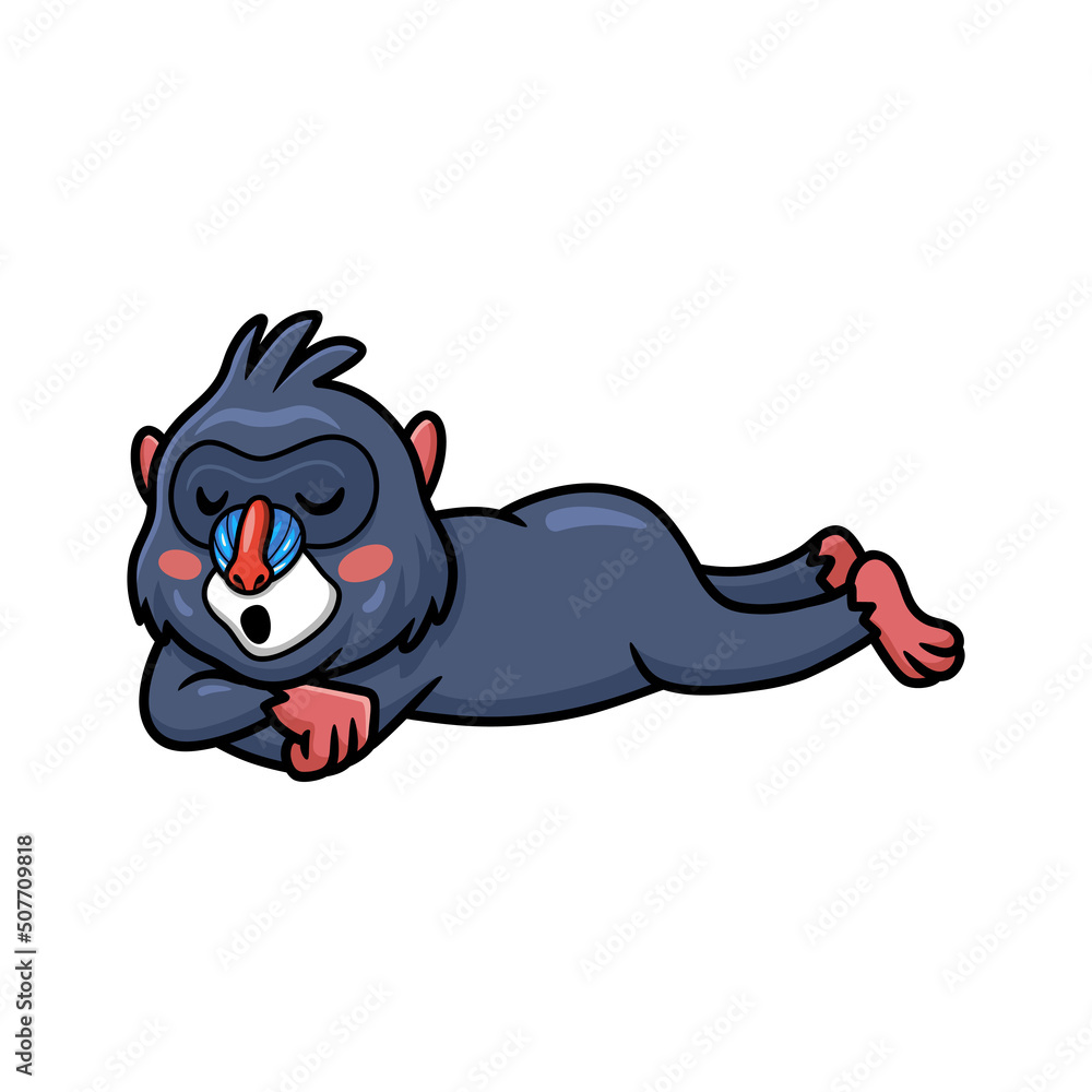 Cute little mandrill cartoon sleeping Cute little mandrill cartoon sleeping