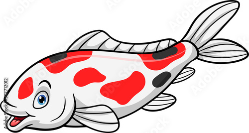 Cartoon koi fish on white background
