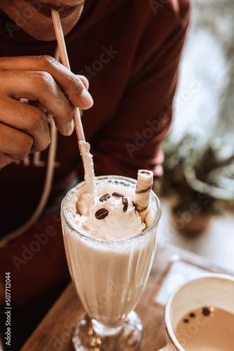 drinking and making milkshakes