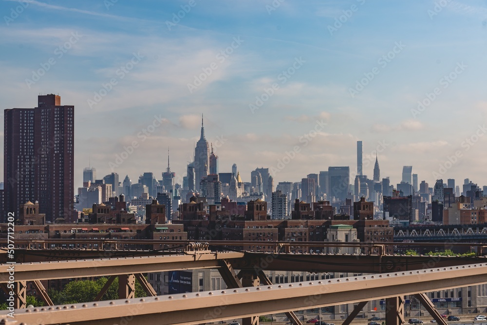 New York City midtown, United States New York city skyline taken from Brooklyn bridge.