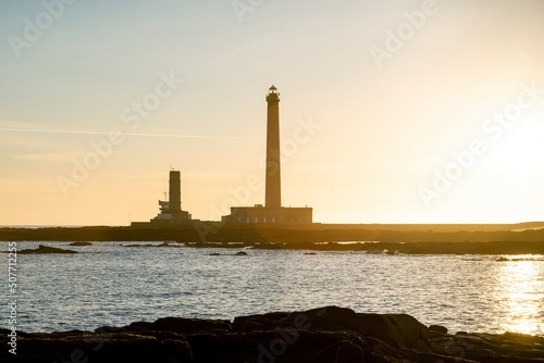  The gatteville lighthouse in Normandy during the sunrise