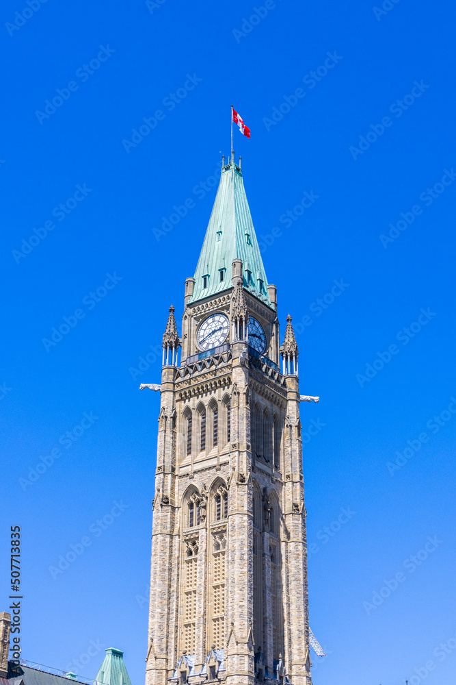 Canadian parliament during the tulips festival