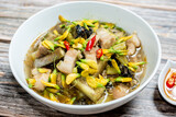 Vietnam traditional street food bun mam vermicelli noodles soup bowl