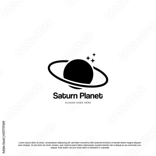 Simple Saturn with star logo design.