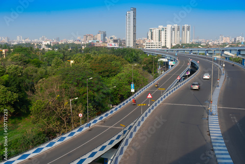 Kolkata, West Bengal, India - January 1st 2016 : Parama Island flyover, popularly known as Ma or Maa flyover is a long flyover. From Alipore to Eastern Metropolitan Bypass of Kolkata. #507717223