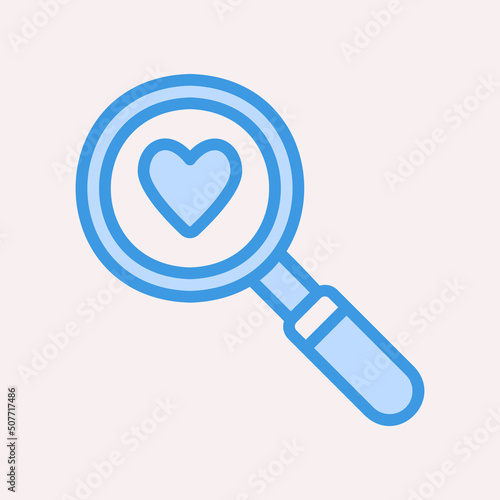 Love search icon in blue style, use for website mobile app presentation