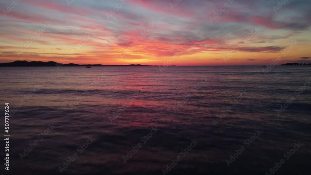4K drone tracking shot of the Zadar sunset 4K drone tracking shot of the Zadar sunset