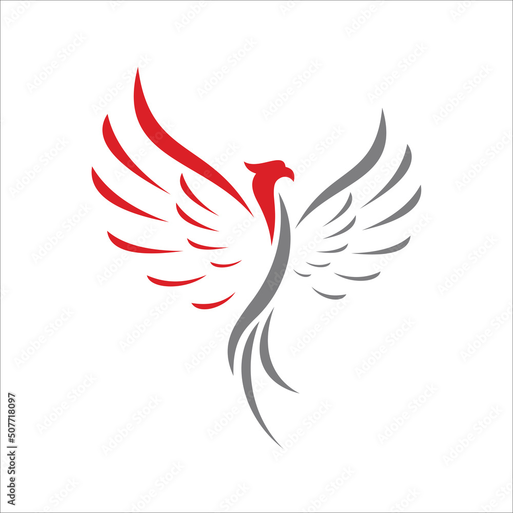 Obraz premium Abstract Eagle Phoenix Logo Design. Bird Phoenix Logo Design Template Vector Illustrations