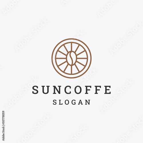 Sun coffe logo icon flat design template 