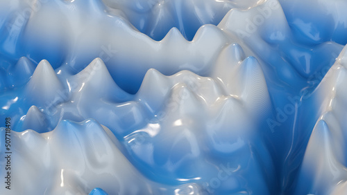 Blue wavy surface 3D render