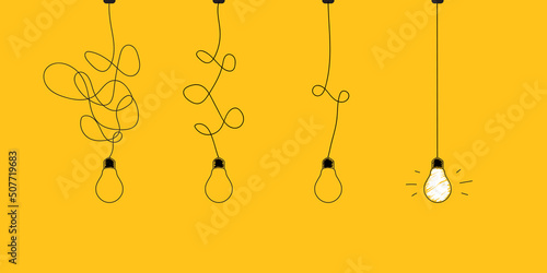 Creative idea with light bulb banner with yellow