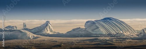 Rafted Icebergs in Antarctica Landscape