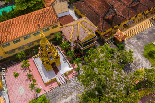 view of Xa Ton or Xvayton pagoda in Tri Ton town, one of the most famous Khmer pagodas in An Giang province, Mekong Delta, Vietnam. photo