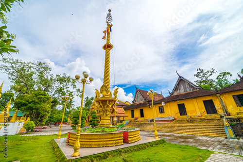 view of Xa Ton or Xvayton pagoda in Tri Ton town, one of the most famous Khmer pagodas in An Giang province, Mekong Delta, Vietnam. photo