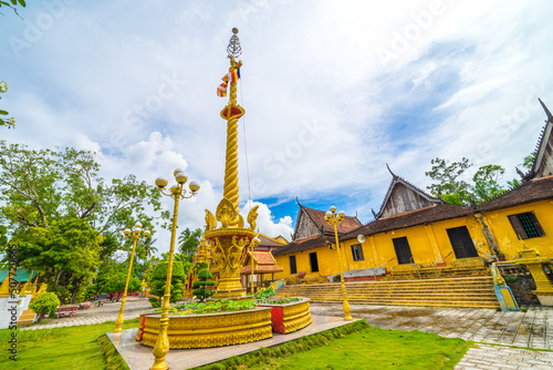 view of Xa Ton or Xvayton pagoda in Tri Ton town  one of the most famous Khmer pagodas in An Giang province  Mekong Delta  Vietnam.
