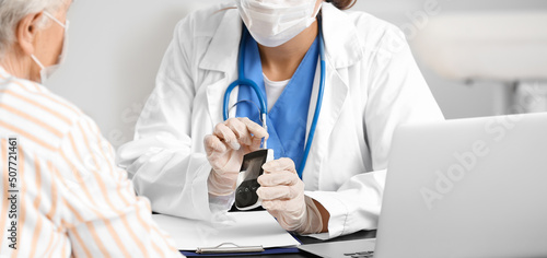 Senior woman with diabetes ...