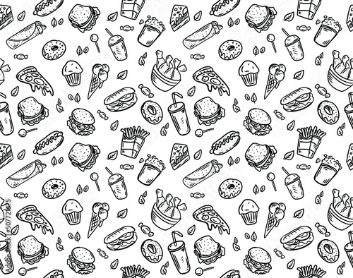 fast food seamless vector pattern